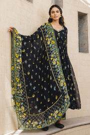 WOMEN'S BLACK - MULTICOLOR CHIFFON  STARDUST ANARKALI SET