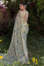 WOMEN'S PASTEL YELLOW - MULTI COLOR CHIFFON ELIANA SAREE