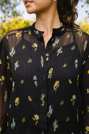 WOMEN'S BLACK CHIFFON BELLA SHIRT