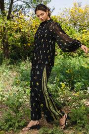 WOMEN'S BLACK - MULTICOLOR COTTON MOSS FELLA PANTS