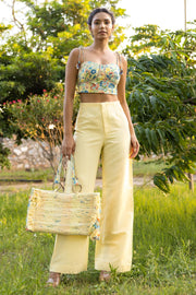 WOMEN'S PASTEL YELLOW COTTON LINEN DAIZI PANTS