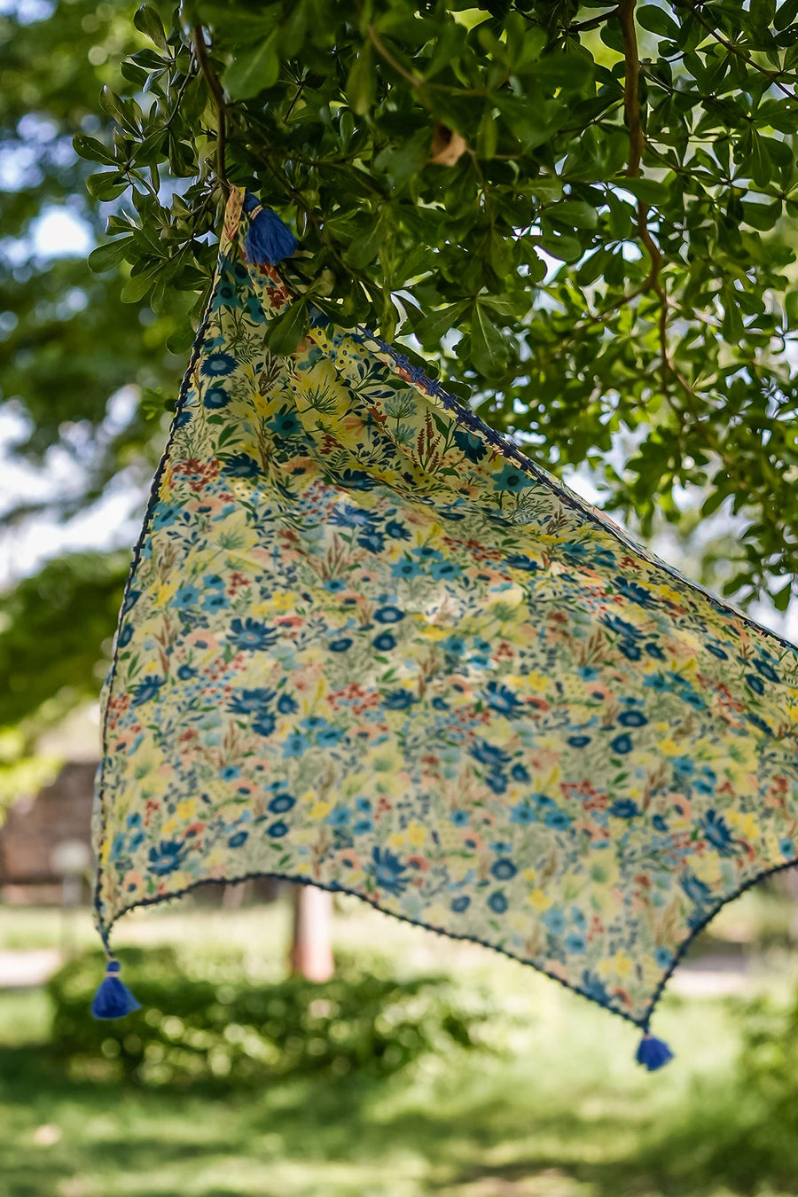 WOMEN'S PASTEL YELLOW - MULTI COLOR COTTON MOSS FERNA SCARF