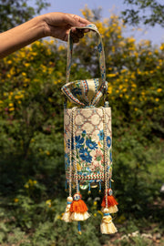 WOMEN'S PASTEL YELLOW COTTON MOSS, COTTON VOILE VENUS POTLI