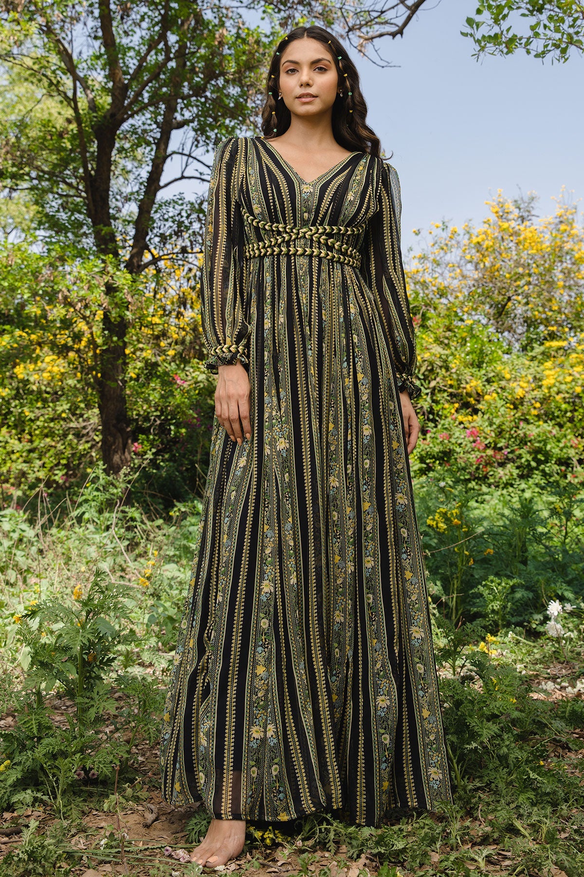 WOMEN'S BLACK - MULTI COLOR CHIFFON AMARA DRESS