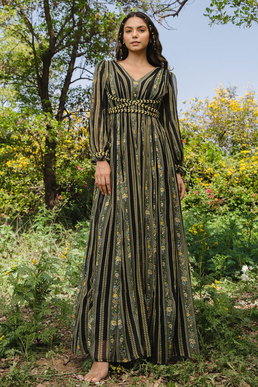 WOMEN'S BLACK - MULTI COLOR CHIFFON AMARA DRESS