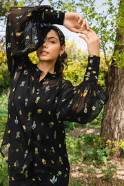 WOMEN'S BLACK CHIFFON BELLA SHIRT