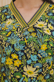 WOMEN'S BLACK - MULTI COLOR COTTON MOSS MIA STRAIGHT KURTA