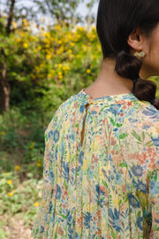 WOMEN'S PASTEL YELLOW - MULTI COLOR CHIFFON FIONNA SHORT DRESS