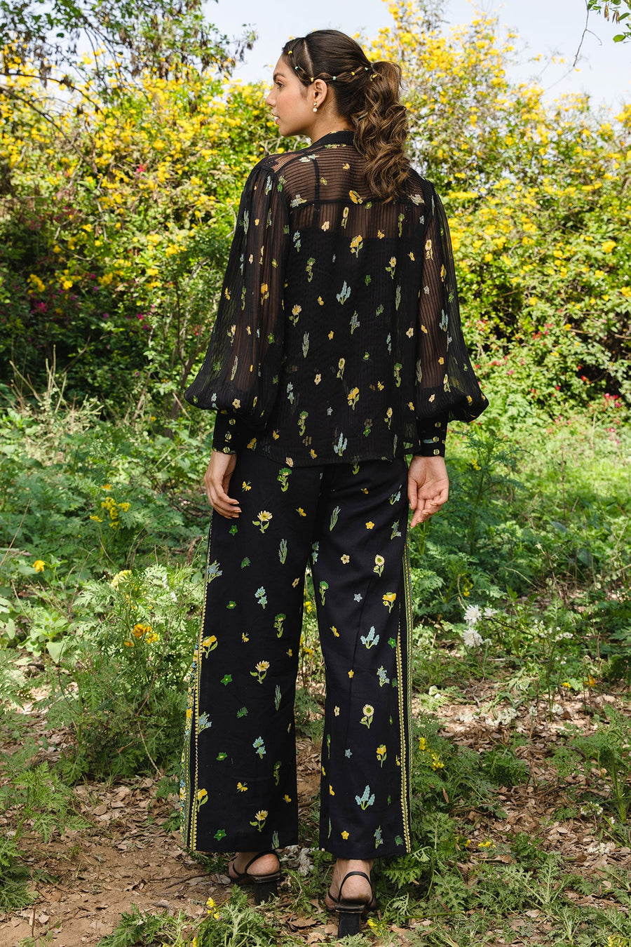 WOMEN'S BLACK - MULTICOLOR COTTON MOSS FELLA PANTS