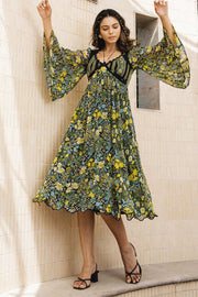 WOMEN'S BLACK - MULTI COLOR CHIFFON RAMONA DRESS