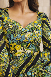 WOMEN'S BLACK - MULTICOLOR COTTON MOSS MIRAGE ANARKALI SET