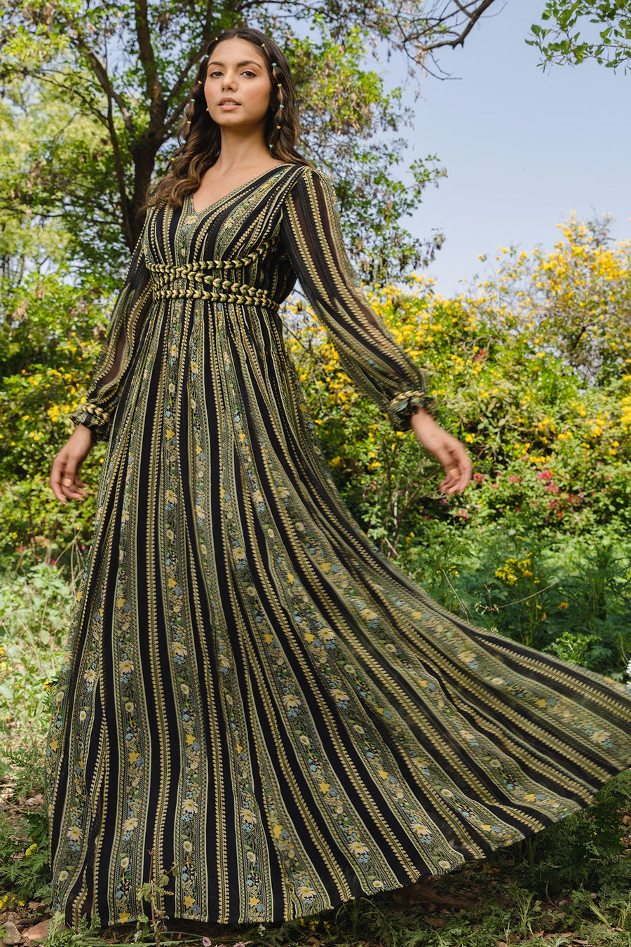 WOMEN'S BLACK - MULTI COLOR CHIFFON AMARA DRESS