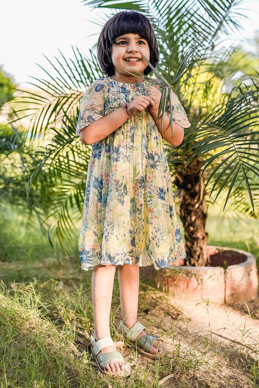 KID'S PASTEL YELLOW - MULTI COLOR CHIFFON LIANA DRESS