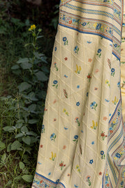 WOMEN'S PASTEL YELLOW - MULTI COLOR COTTON MOSS SERENITEE SAREE