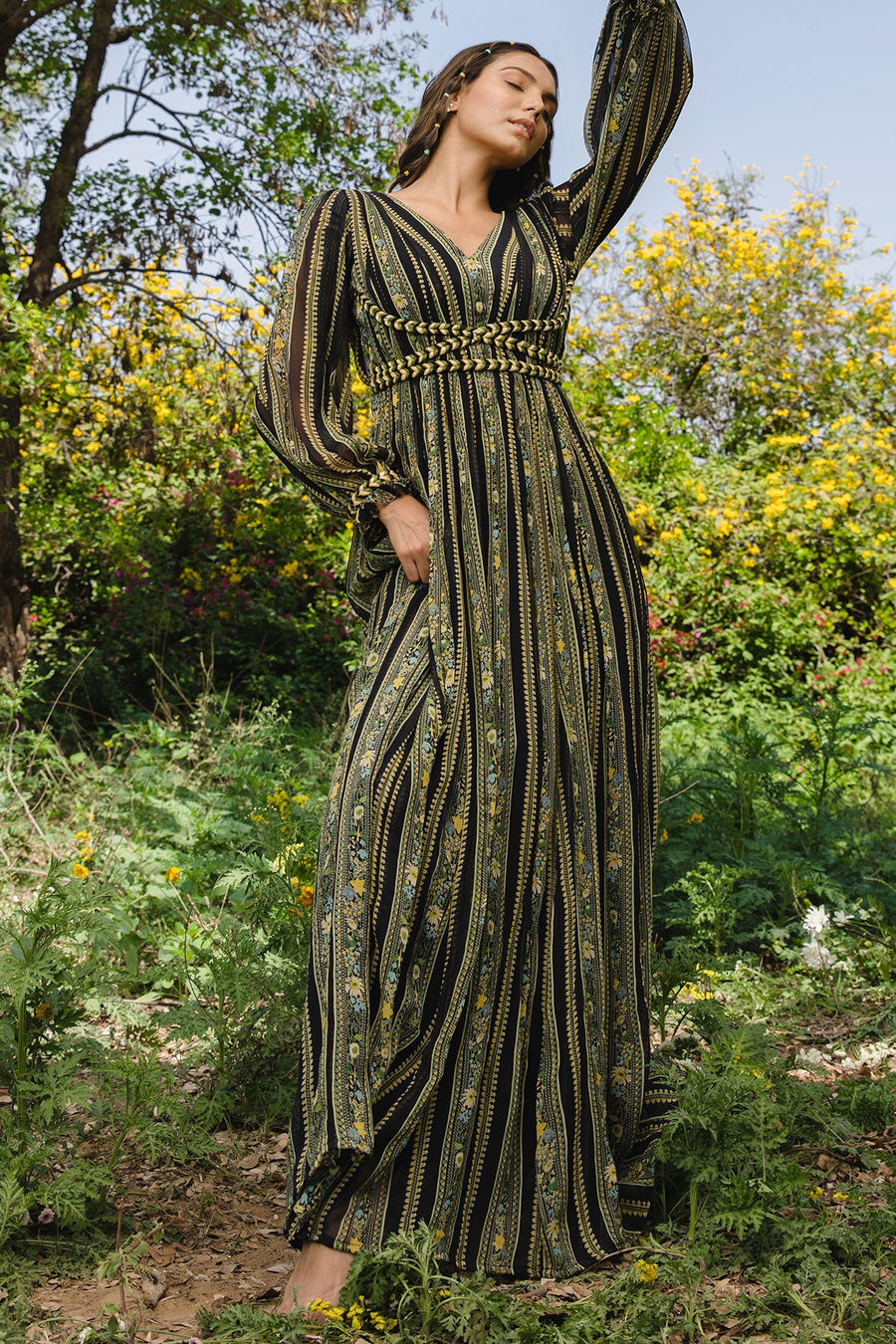 WOMEN'S BLACK - MULTI COLOR CHIFFON AMARA DRESS