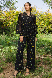 WOMEN'S BLACK CHIFFON BELLA SHIRT