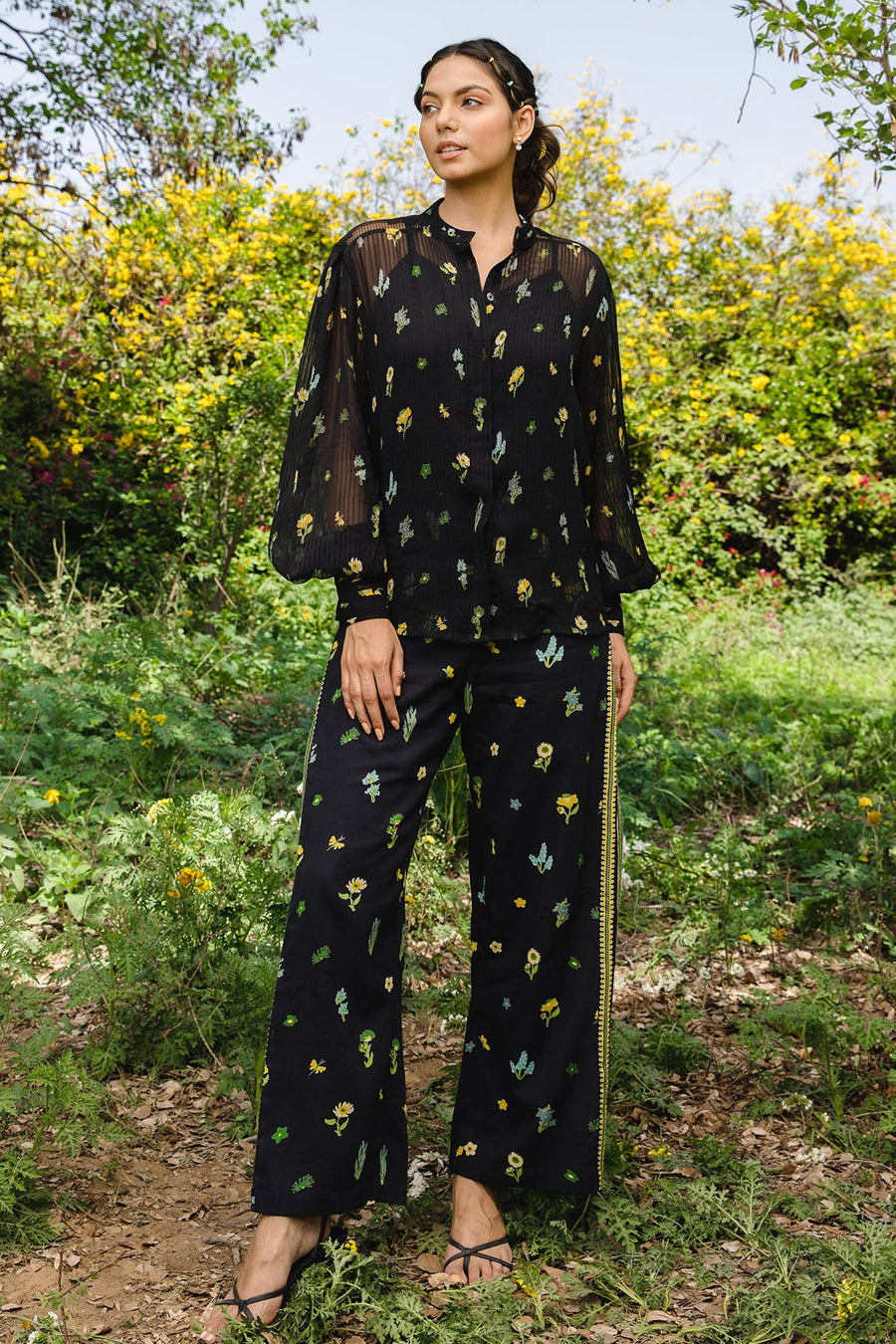 WOMEN'S BLACK CHIFFON BELLA SHIRT