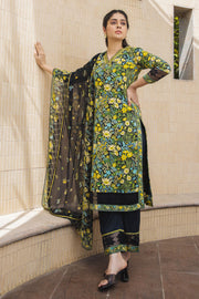 WOMEN'S BLACK - MULTI COLOR COTTON MOSS MIA STRAIGHT KURTA SET