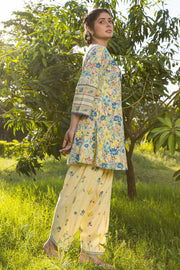 WOMEN'S PASTEL YELLOW - MULTI COLOR COTTON MOSS TULIE A-LINE KURTA SET