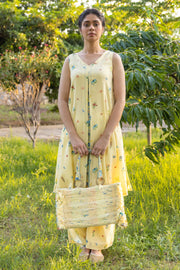 WOMEN'S PASTEL YELLOW COTTON MOSS BLISS CO-ORD SET