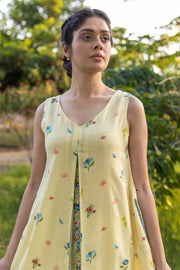 WOMEN'S PASTEL YELLOW COTTON MOSS BLISS CO-ORD SET