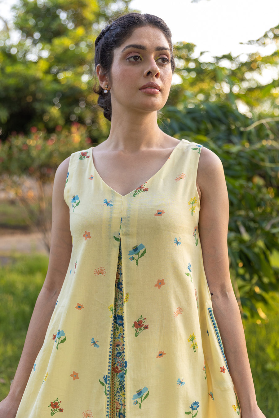 WOMEN'S PASTEL YELLOW COTTON MOSS BLISS CO-ORD SET