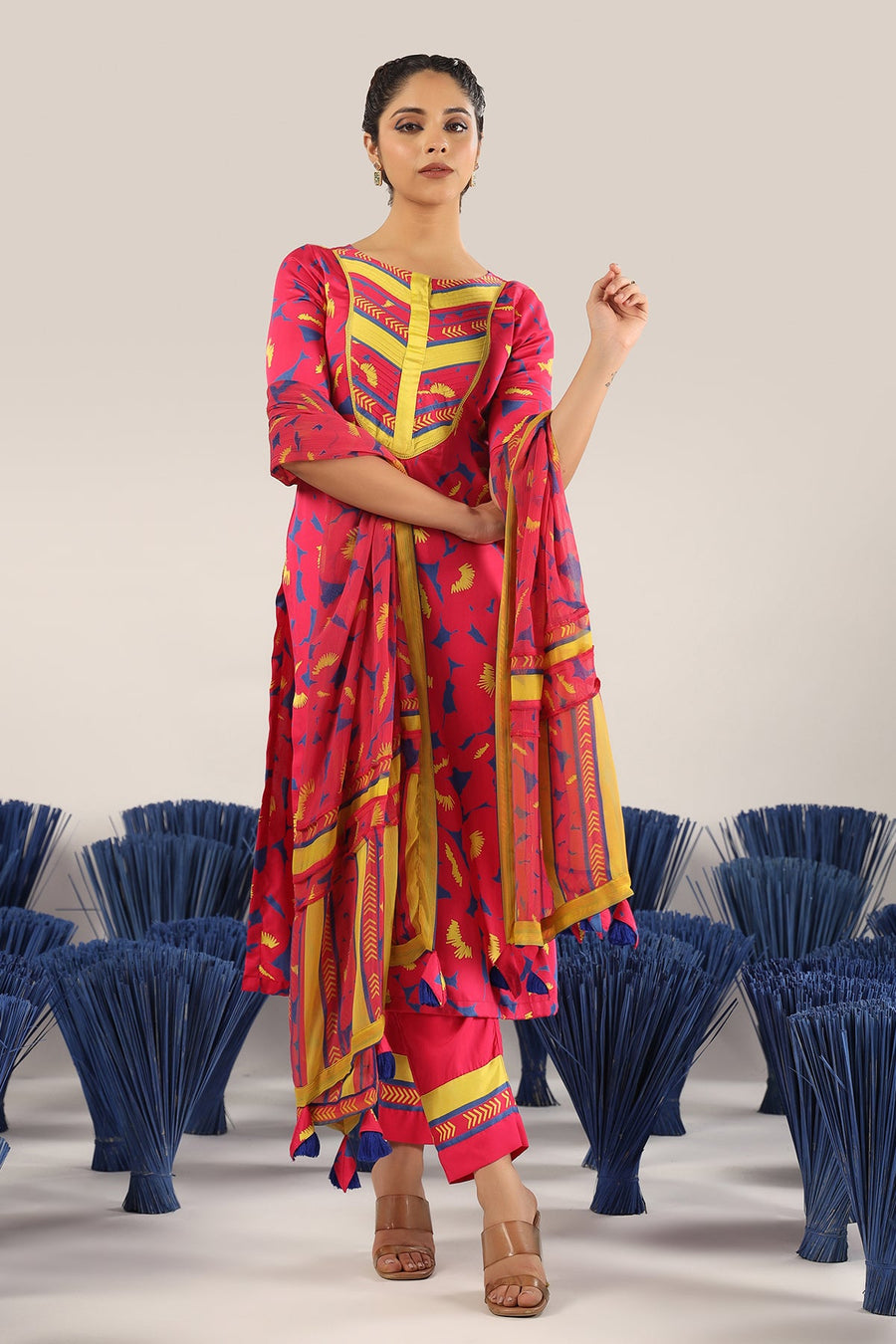 WOMEN'S PINK MODAL SATIN ANNI KURTA SET