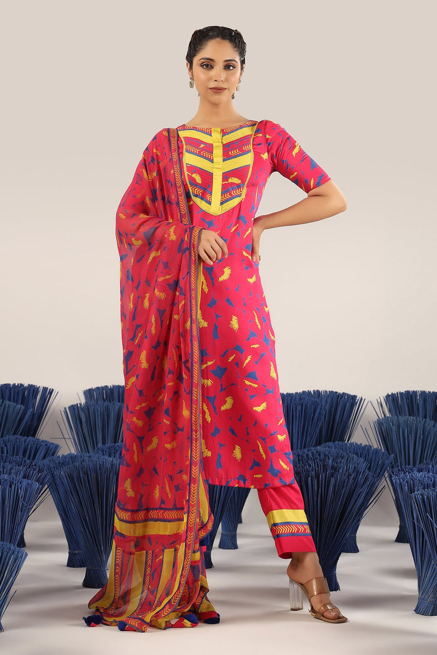 WOMEN'S PINK MODAL SATIN ANNI KURTA SET