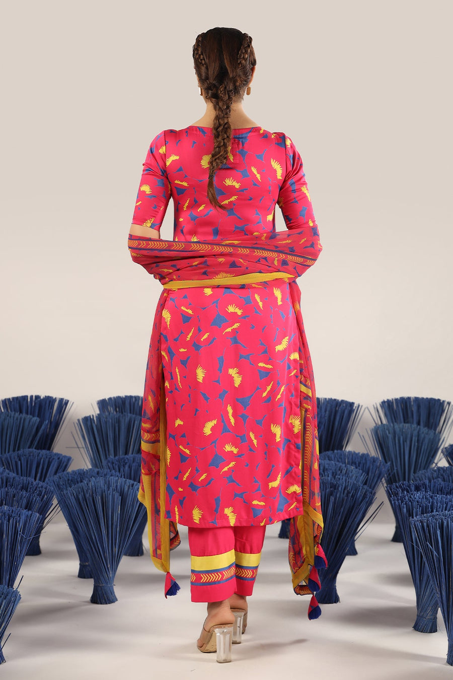 WOMEN'S PINK MODAL SATIN ANNI KURTA SET