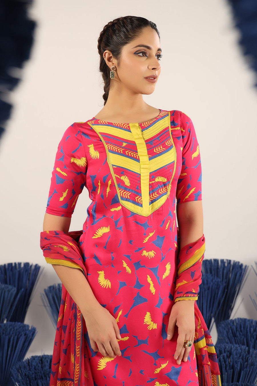 WOMEN'S PINK MODAL SATIN ANNI KURTA SET