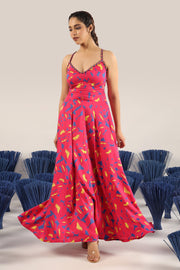 WOMEN'S PINK MODAL SATIN UDITI DRESS