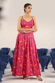 WOMEN'S PINK MODAL SATIN UDITI DRESS