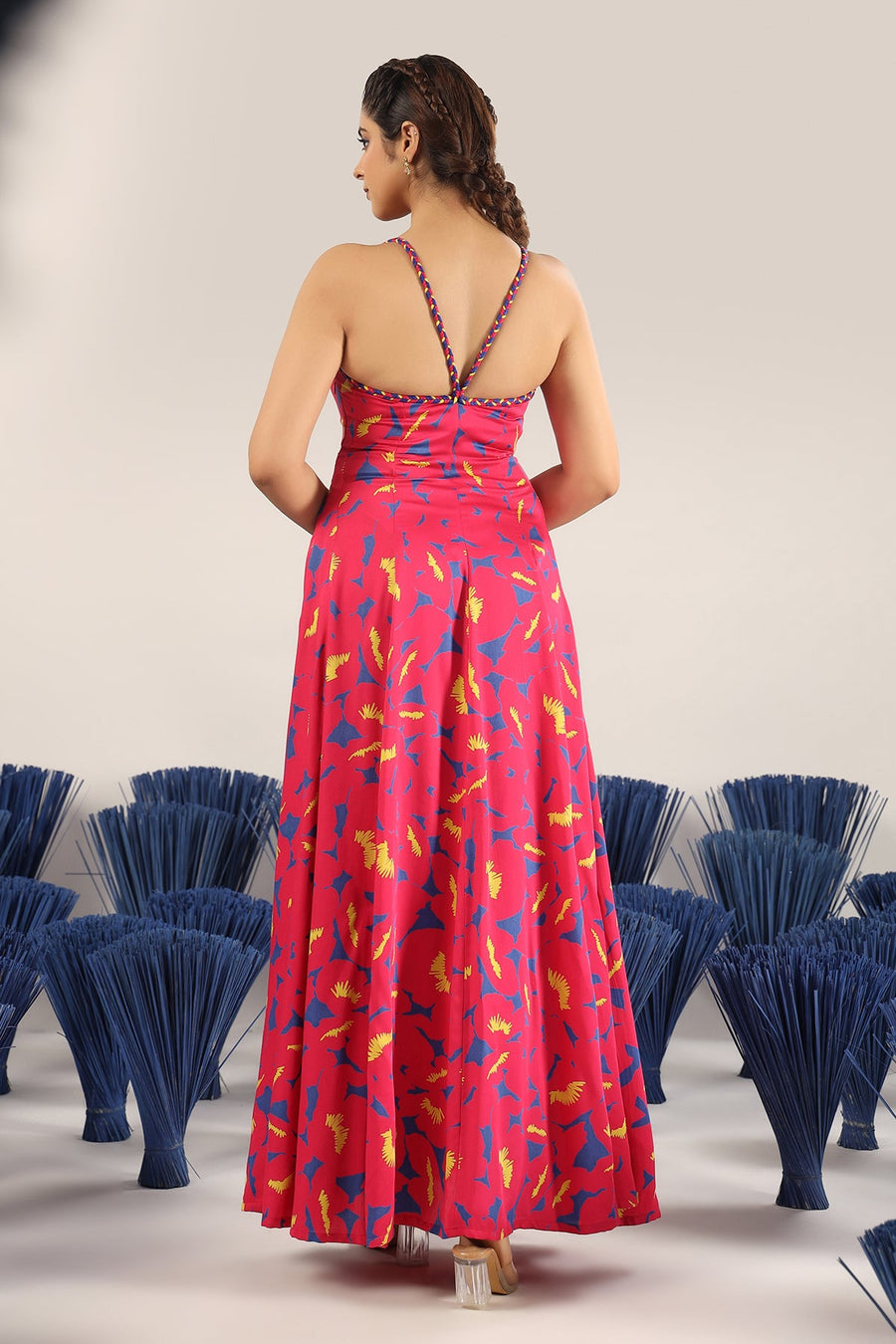 WOMEN'S PINK MODAL SATIN UDITI DRESS