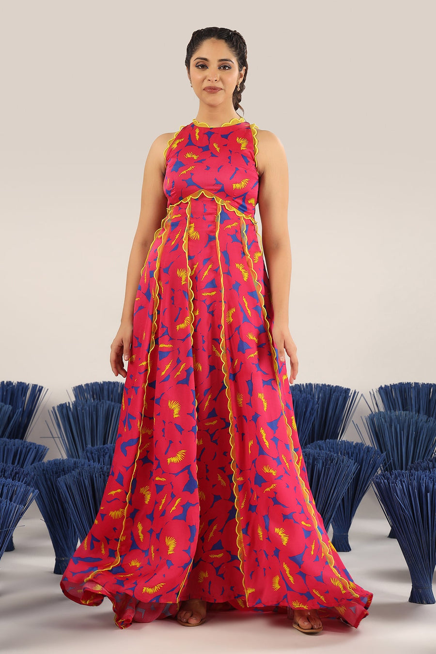 WOMEN'S PINK SATIN ORGANZA JOAD DRESS