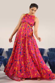 WOMEN'S PINK SATIN ORGANZA JOAD DRESS