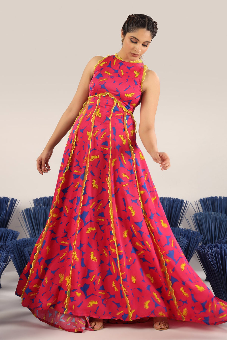 WOMEN'S PINK SATIN ORGANZA JOAD DRESS