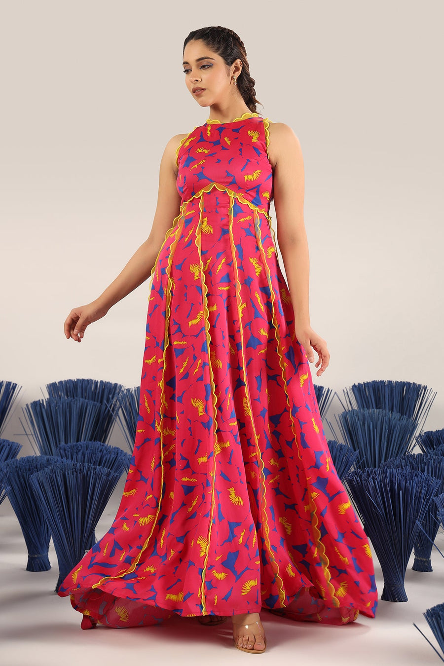 WOMEN'S PINK SATIN ORGANZA JOAD DRESS