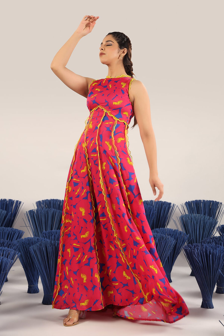 WOMEN'S PINK SATIN ORGANZA JOAD DRESS