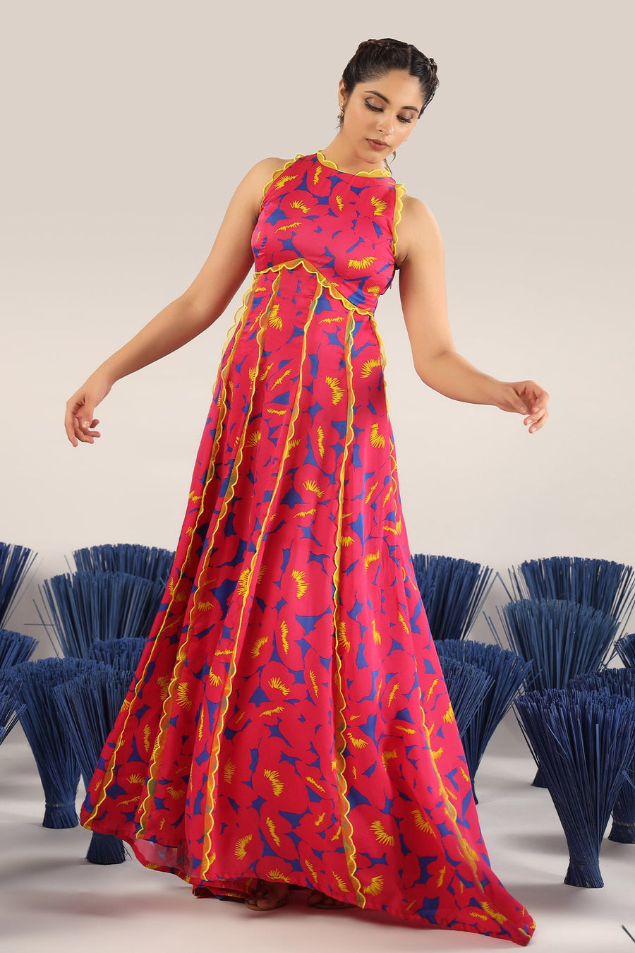 WOMEN'S PINK SATIN ORGANZA JOAD DRESS