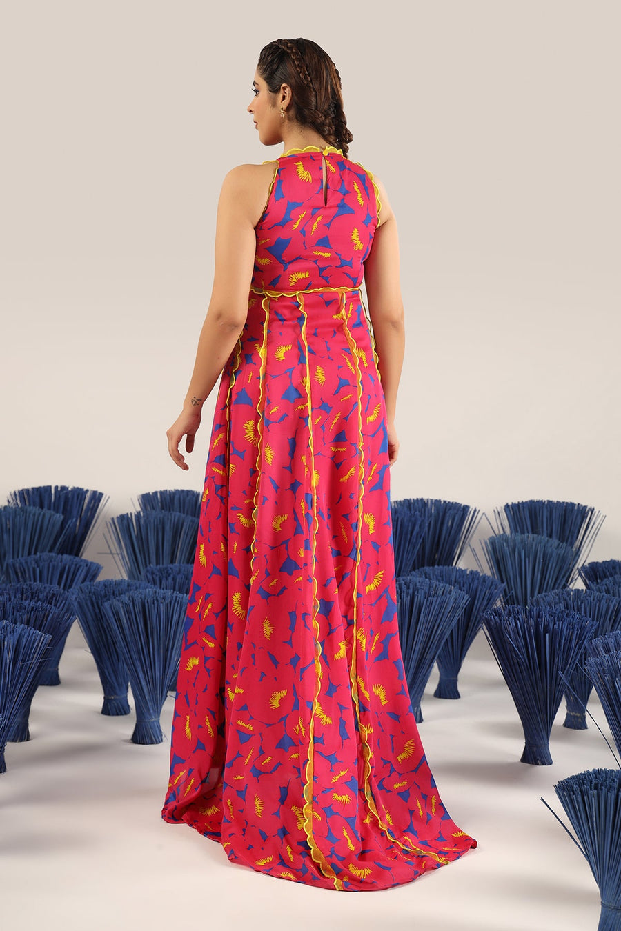 WOMEN'S PINK SATIN ORGANZA JOAD DRESS