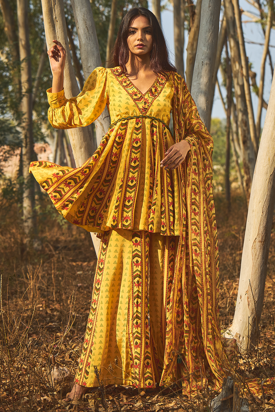 Yellow Oleander Gharara Set