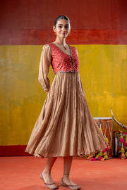 SHAGUN DRESS WITH KESAR KOTI SET OF 2