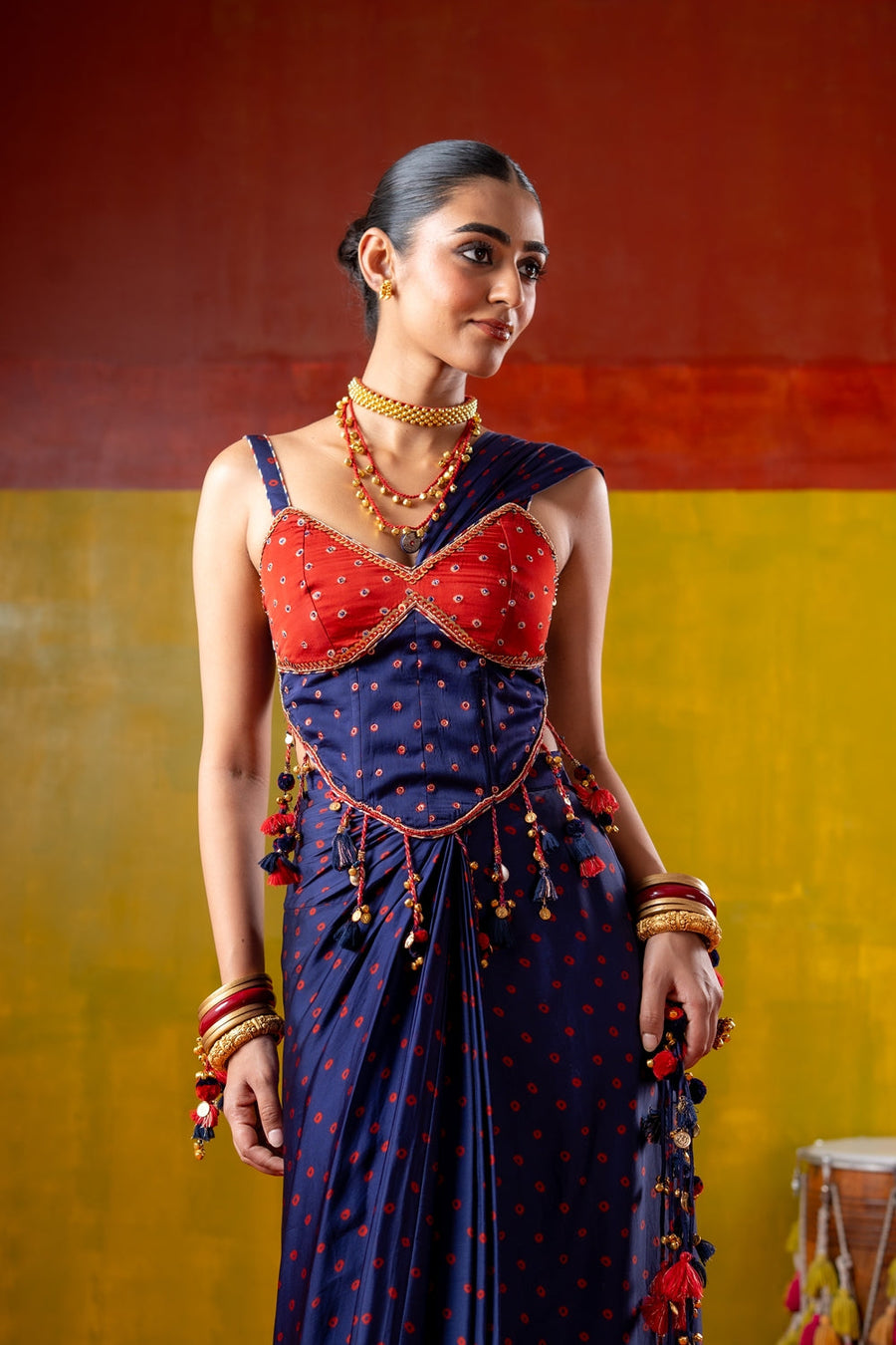 JHUMKI JHALAK JHANKAR SKIRT WITH CORSET AND FLOATING   SET OF 3