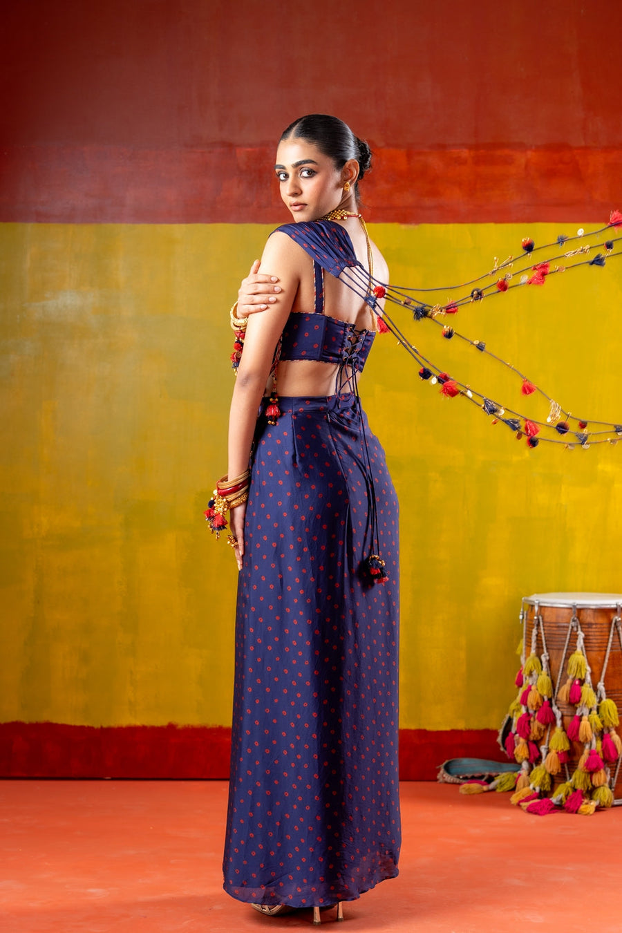 JHUMKI JHALAK JHANKAR SKIRT WITH CORSET AND FLOATING   SET OF 3