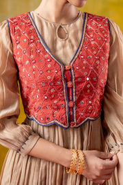 SHAGUN DRESS WITH KESAR KOTI SET OF 2