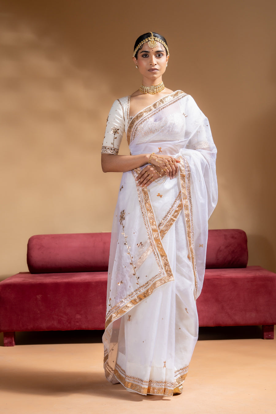 MRIDULA SAREE WITH STITCHED BLOUSE  SET OF 2