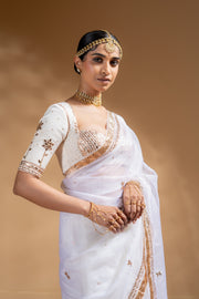 MRIDULA SAREE WITH STITCHED BLOUSE  SET OF 2
