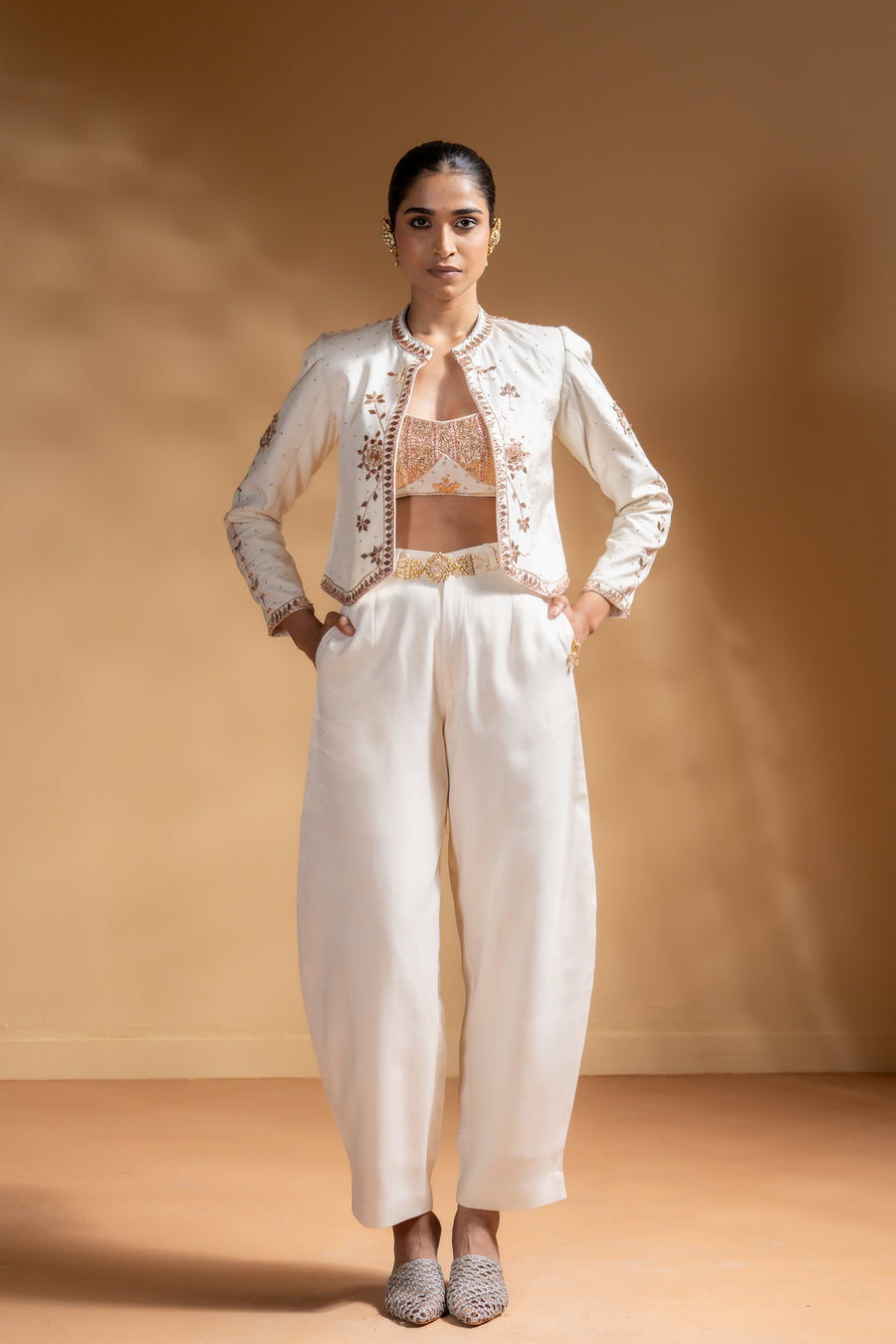 KESHINI BRALETTE & SHEET PANTS & CHANDRA JACKET  SET OF 3