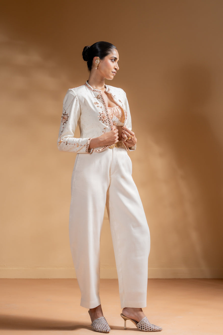 KESHINI BRALETTE & SHEET PANTS & CHANDRA JACKET