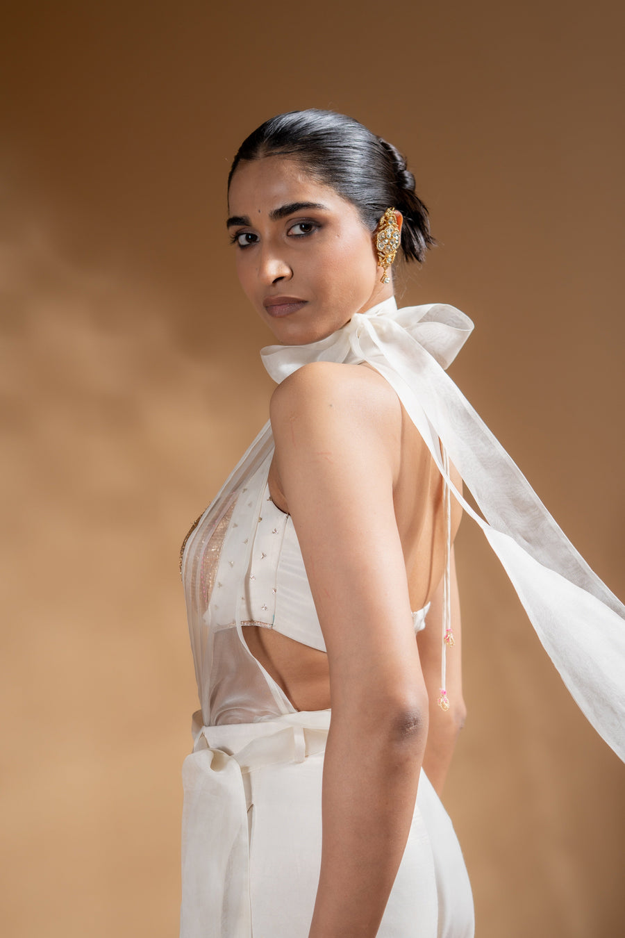 KESHINI BRALETTE & DRAPPED TOP & PANTS  SET OF 3